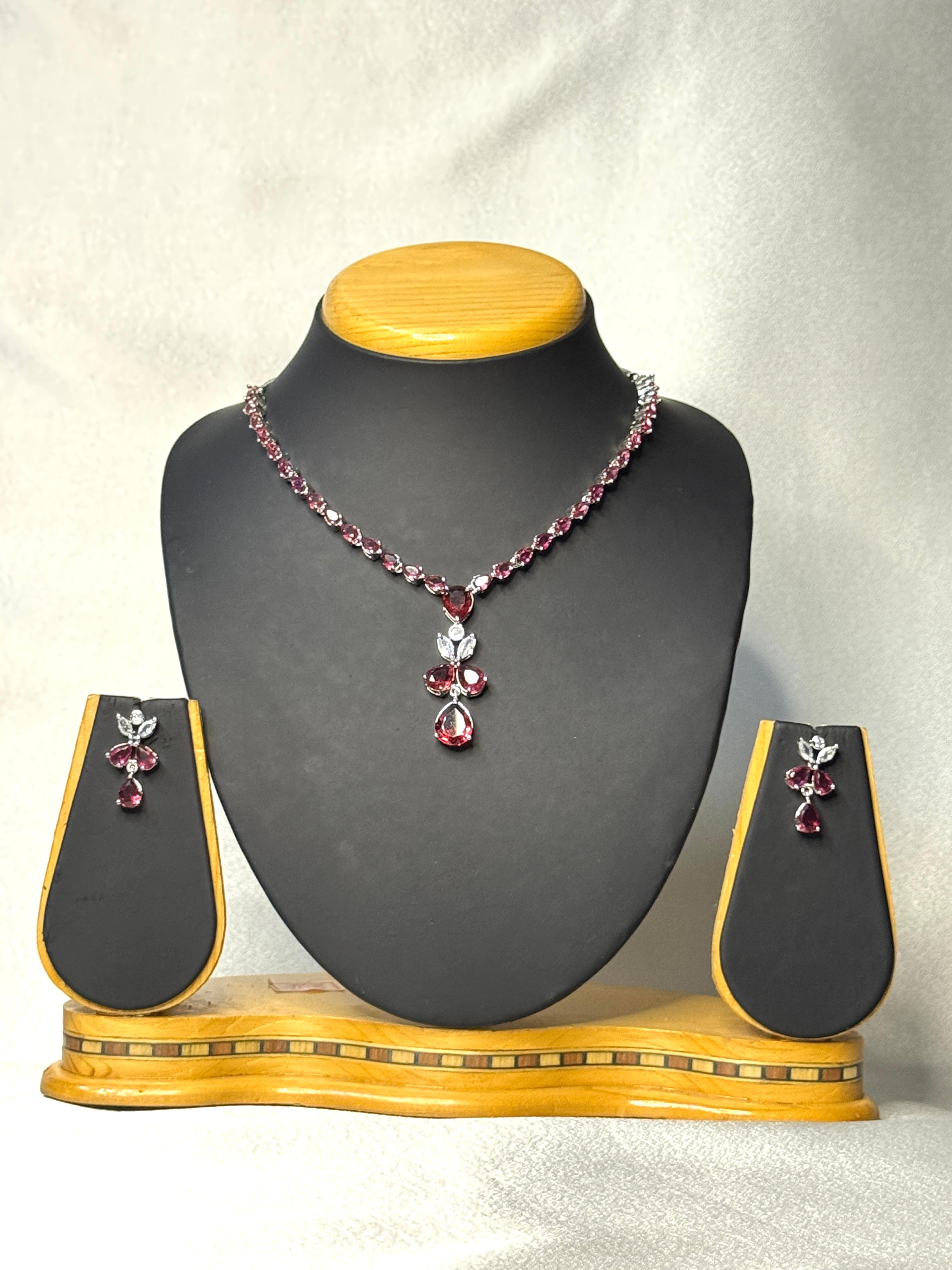 AD RUBY  NECKLACE WITH EARRINGS