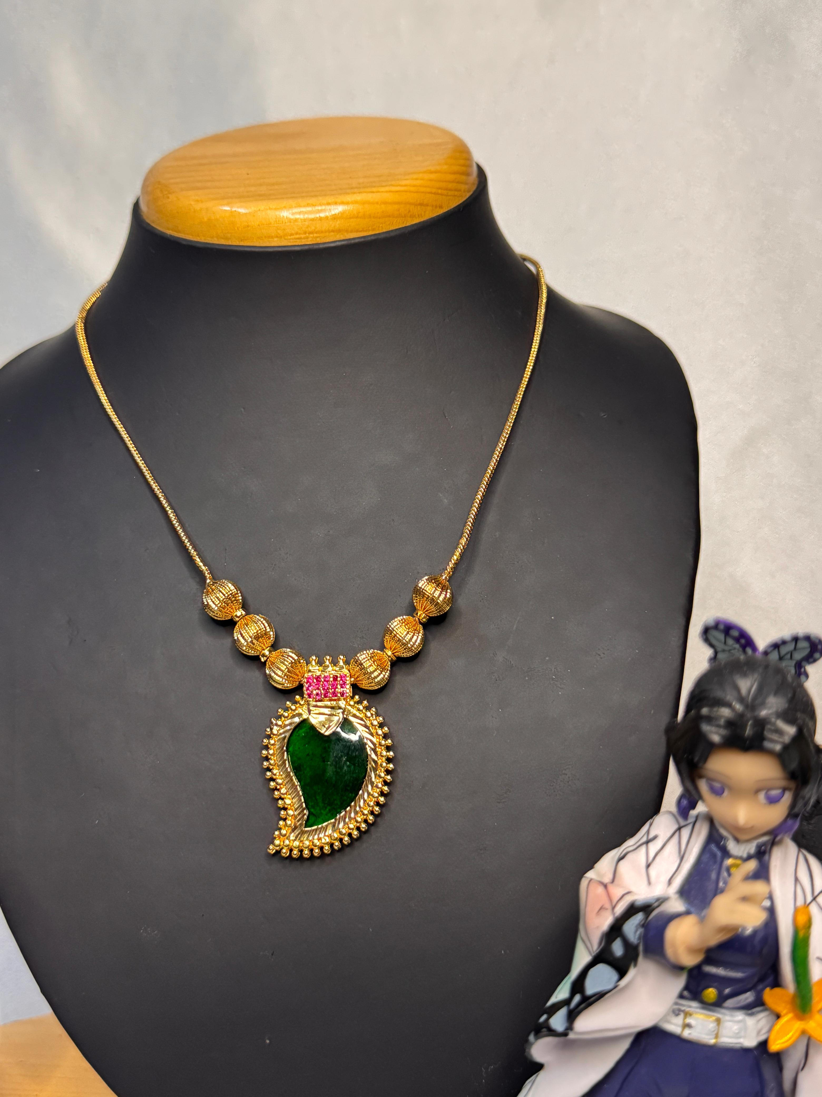 PREMIUM GOLD PLATED MANGO PENDENT SHORT HARAM