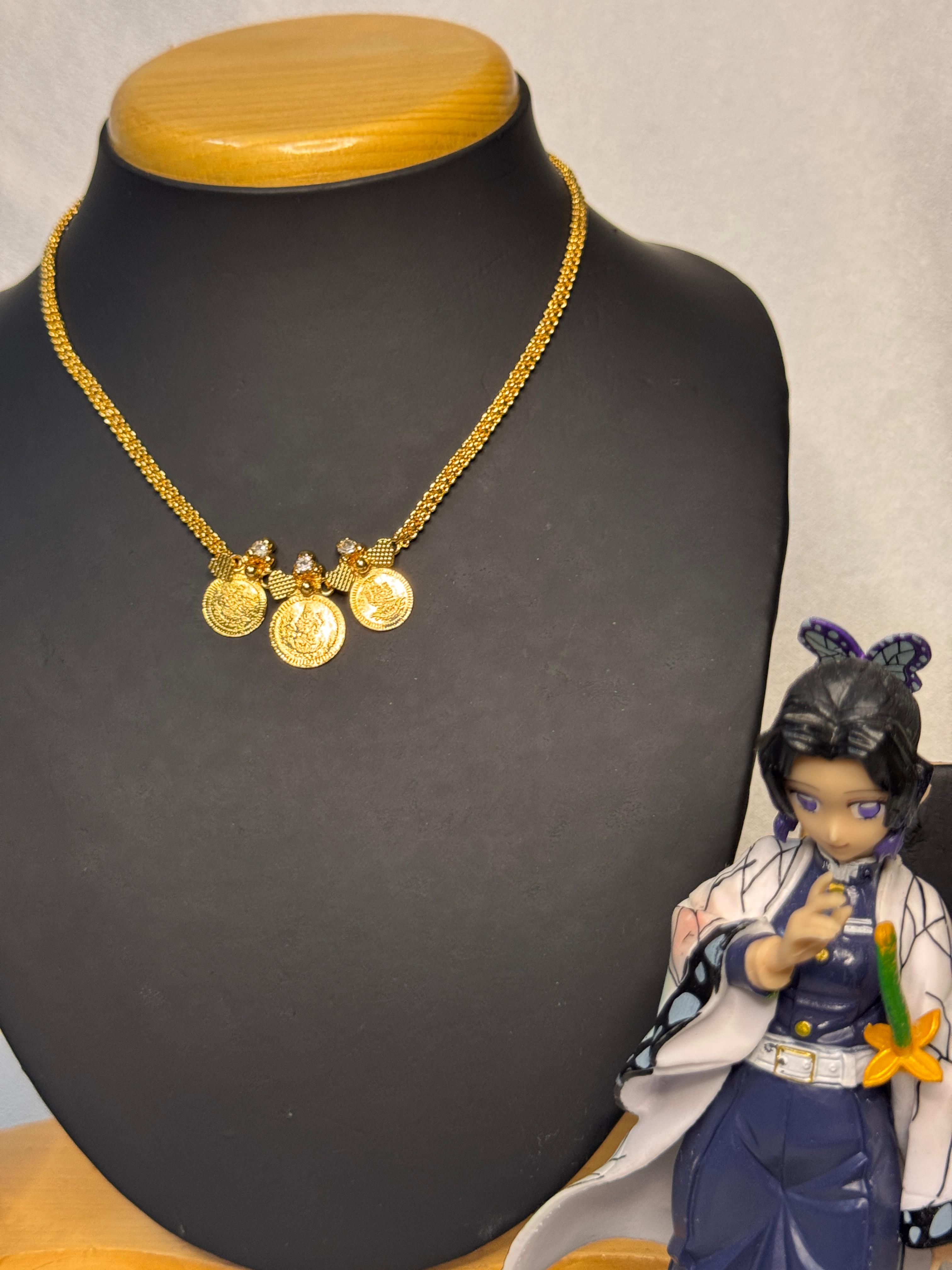 PREMIUM GOLD PLATED LAKSHMI COIN DESIGN SHORT HARAM 