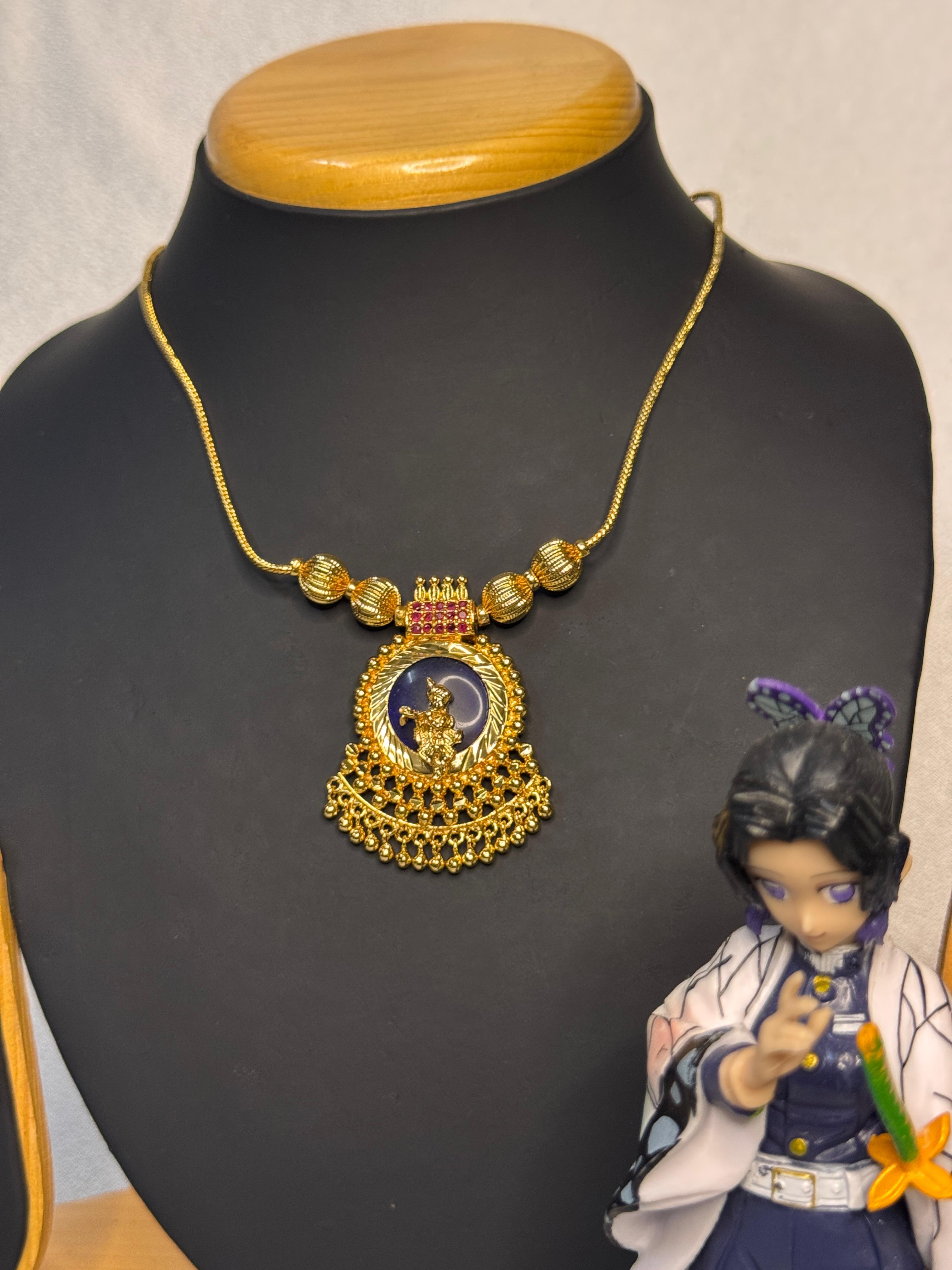PREMIUM GOLD PLATED KRISHNA PENDENT NECKLACE  