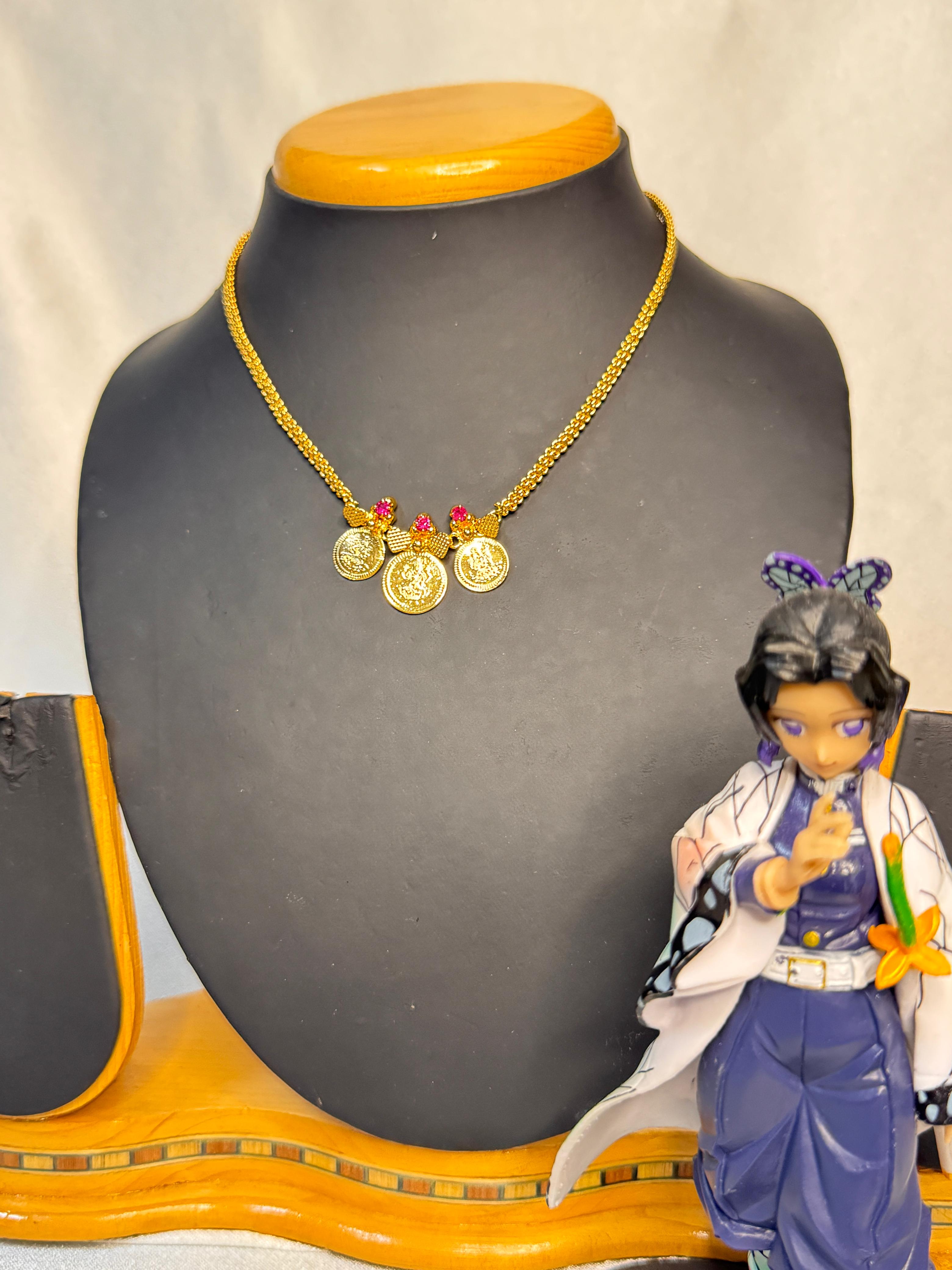 PREMIUM GOLD PLATED LAKSHMI COIN DESIGN SHORT HARAM 