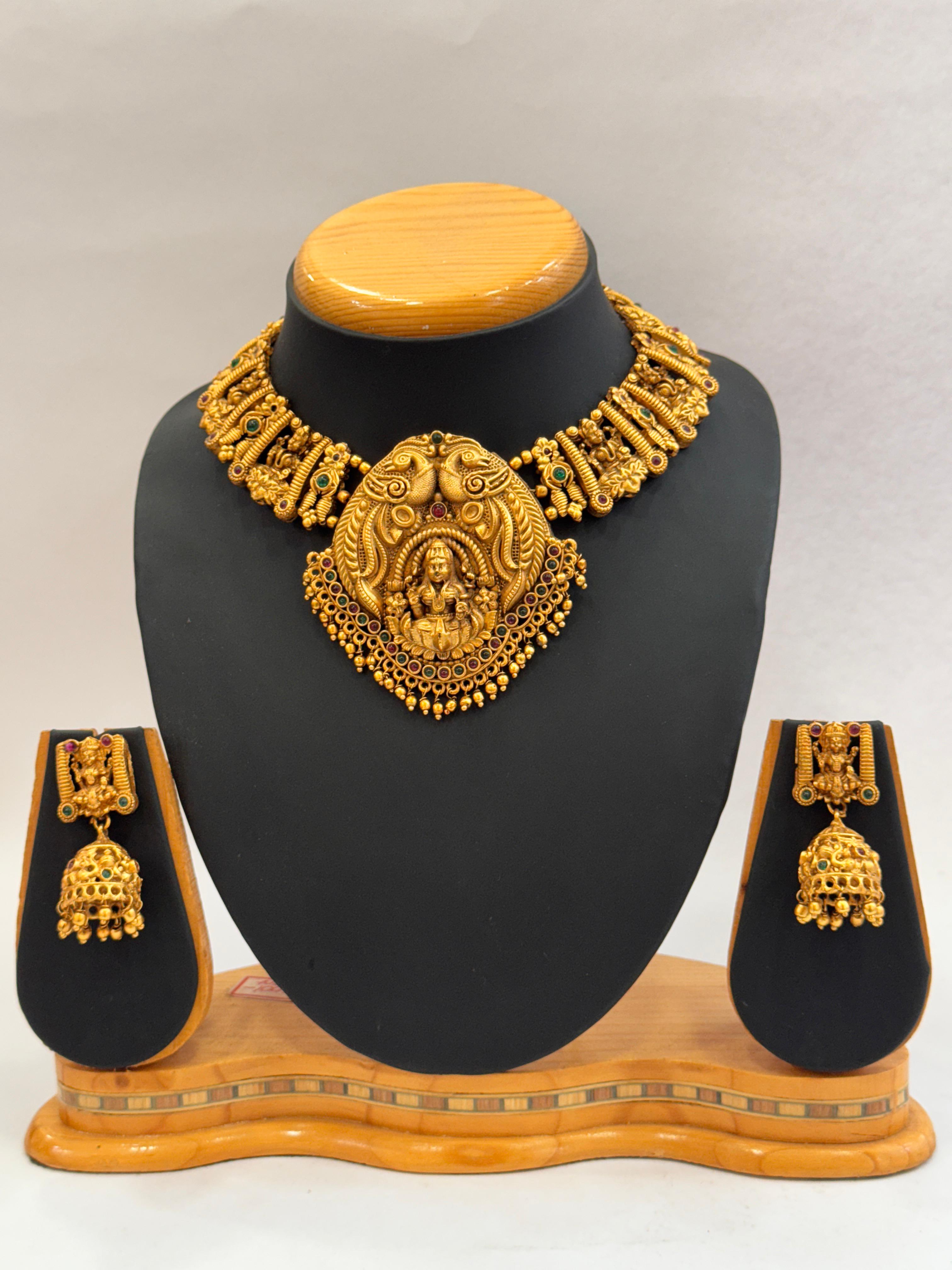 GOLD PLATED LAKSHMI HARAM NECKLACE